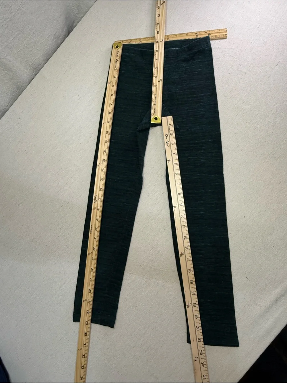 Girls Set of 3 Leggings in Green, Navy Blue & Black - Size Large (10-12)